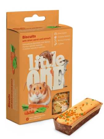 Little One Бисквиты для хомяков, крыс, мышей и песчанок с морковью и шпинатом, упаковка, 5 шт