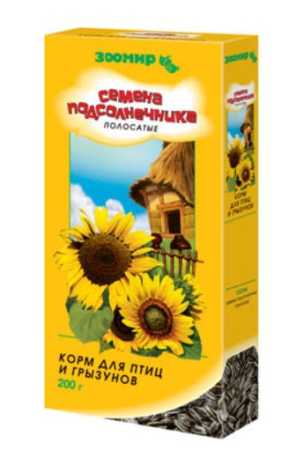 фото Корм "Семена подсолнечника" полосатые для птиц игрызунов пак. 200 г.