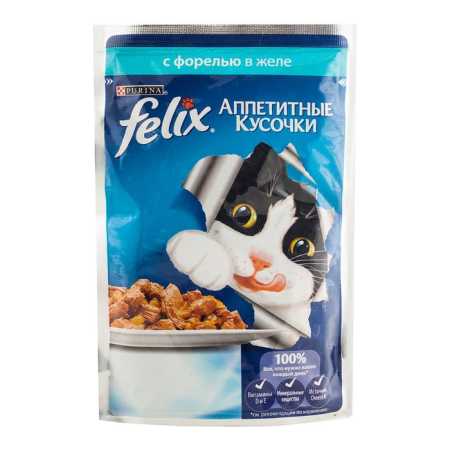 Felix пауч консервы для кошек аппетитные кусочки с форелью упак. 85 г.