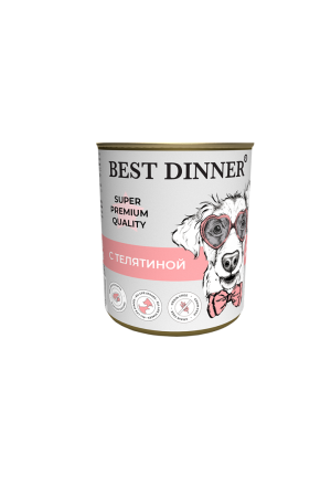 Консервы для собак Best Dinner Super Premium "С телятиной"щенки,юниоры, 0,34 кг
