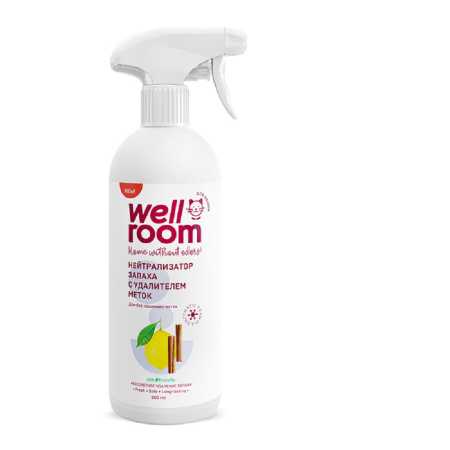 Очиститель с нейтрализатором запаха Wellroom, против меток, кошки, корица/цитрус, 500 мл