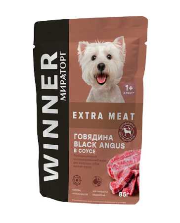 Мираторг Extra Meat Корм конс. полнорационный для взрослых собак мелких пород с говядиной в соусе 85