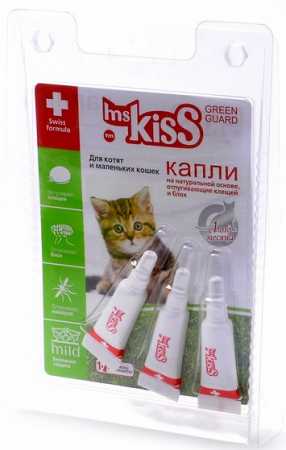 Ms. kiss Грин Гард для котят и маленьких кошек, до 2 кг, 3 пипетки, 1 мл.