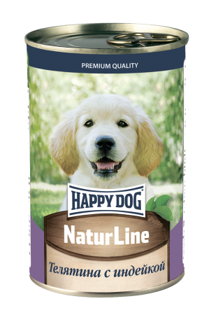 Консервы Happy Dog Natur Line Телятина с индейкой для щенков, 0,41 кг