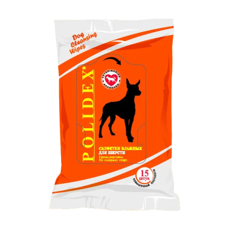 Polidex салфетки влажные для шерсти, 15 шт/упак