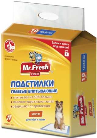 Одноразовые пеленки для животных Mr.Fresh Expert Super для приучения  к месту 40х60 10 шт