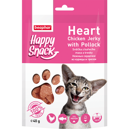 Лакомство для кошек Beaphar Happy Snack Hежные сердечки из курицы и трески, 40 г