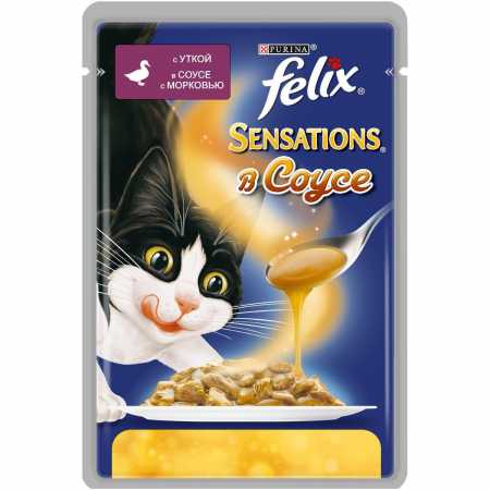 Felix Sensations пауч консервы для  кошек утка с морковью упак. 85 г.