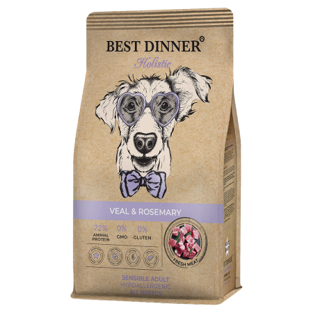 Сухой корм Best Dinner Holistic гипоаллергенный для собак, телятина и розмарин, 12 кг