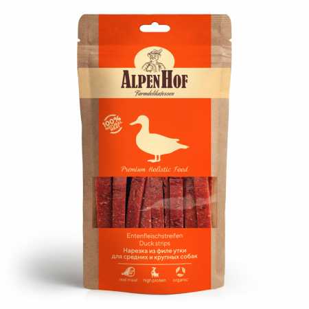 AlpenHof Лакомство для средних и крупных собак "Нарезка из филе утки" упаковка, 80 гр