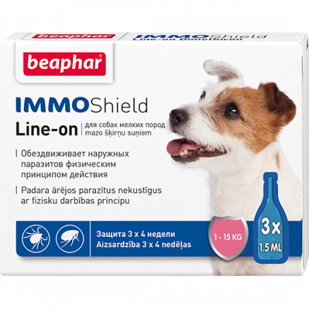 Капли от блох и клещей Beaphar IMMO Shield  для мелких пород собак, 3 пип.