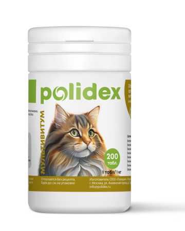 Polidex для кошек 200 Multivitum «Мультивитум», 200 таб.