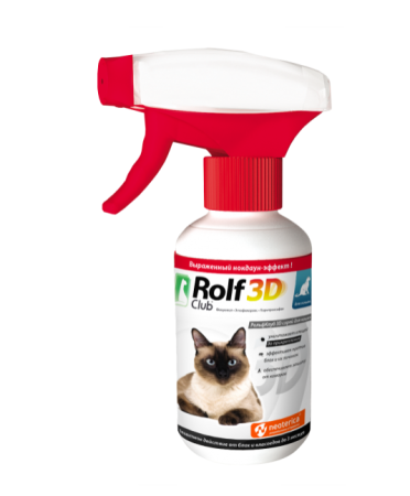 РольфКлуб 3D спрей от клещей и блох для кошек флакон, 200 мл