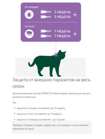 фото Препарат от клещей и блох ФОРСЕКТО  для кошек от 4 до 6 кг (2 пипетки)