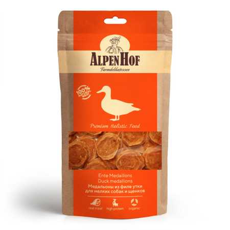 AlpenHof Лакомство для мелких собак и щенков "Медальоны из филе утки" упаковка, 50 гр