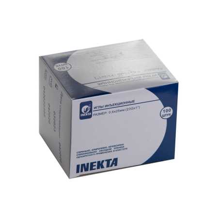 Игла инъекционная 0,6*25 23G*1 INEKTA упаковка, 100 шт