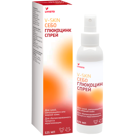 Ви-Скин Себо Глюкоцинк спрей для кошек и собак 125мл