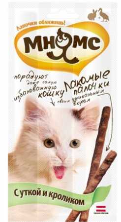 Pro Pet Мнямс лакомые палочки для кошек с уткой и кроликом упаковка, 3 шт