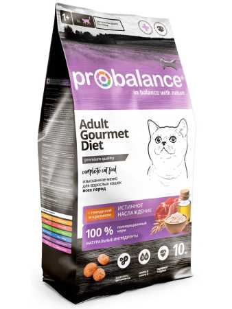 ProBalance ® Gourmet Diet Корм сухой для кошек говядиной и кроликом пакет, 10 кг