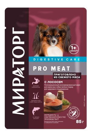 Мираторг Pro Meat конс корм с лососем для собак  мелких пород пакет, 85 гр