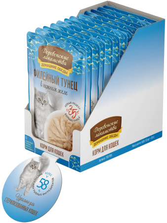 фото Влажный корм для кошек Деревенские лакомства Филейный тунец в нежном желе, 70 г