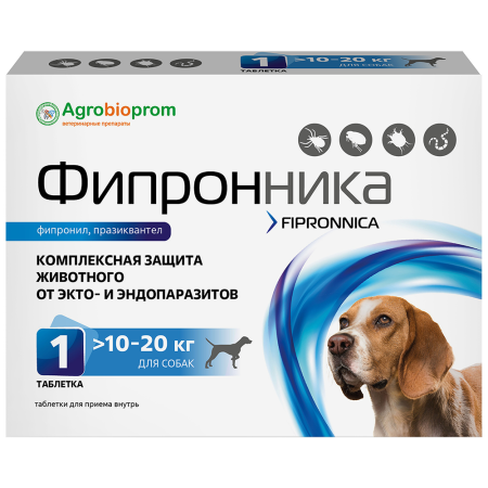Фипронника таблетки для собак массой 10-20 кг, 1 табл.