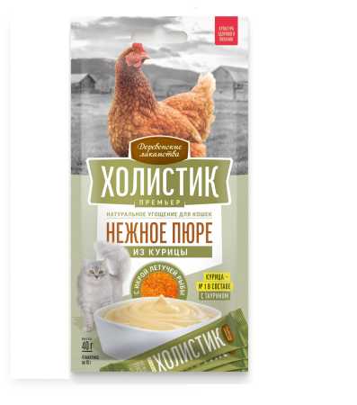 Деревенские лакомства "Холистик Премьер" для кошек, курица с икрой летучей рыбы, 4х10г