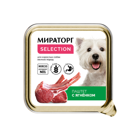 Мираторг Selection Корм для взрослых собак мелких пород, паштет с ягненком, 100 г
