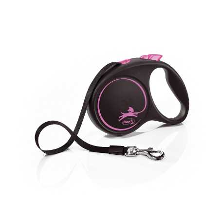 Поводок-рулетка Flexi Black Design tape M 5m 25 kg pink