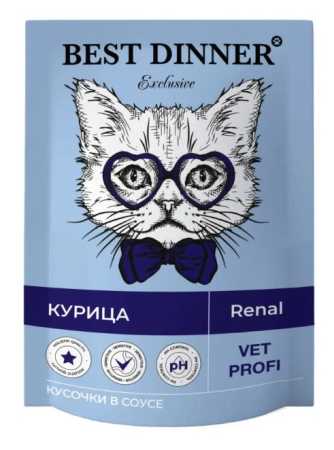 Паучи Best Dinner Exclusive Vet Profi Renal кусочки в соусе с Говядиной для кошек 0,085 кг