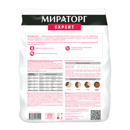 фото Мираторг Expert Полнорационный сухой корм для кошек при мочекаменной болезни струвитного типа 1,5 кг