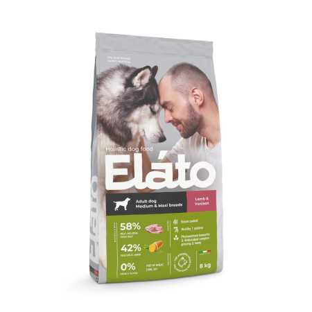 Корм Elato Holistic для взрослых собак средних и крупных пород с ягненком и олениной, 8 кг