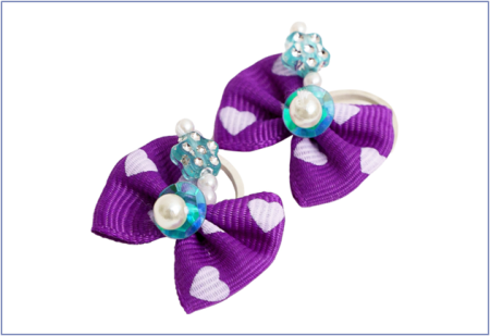 PetLine Бантик (пара) фиолетовый с сердечками 72-A010