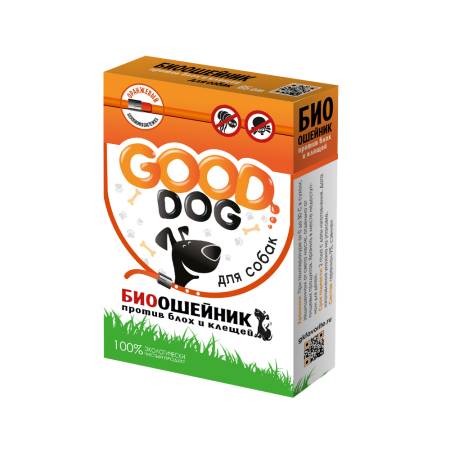 Ошейник Био GOOD DOG для собак, 65 см оранжевый.