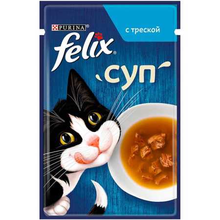 Felix Суп пауч консервы для взрослых  кошек с  треской упак. 48 г.