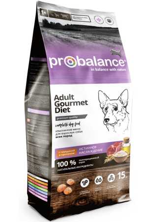 ProBalance ® Gourmet diet Adult Корм сухой для собак с говядиной и кроликом пакет, 15 кг