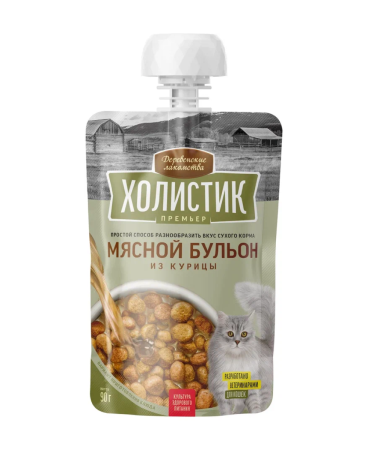 Деревенские лакомства "Холистик Премьер" для кошек«Мясной бульон из курицы», 90г