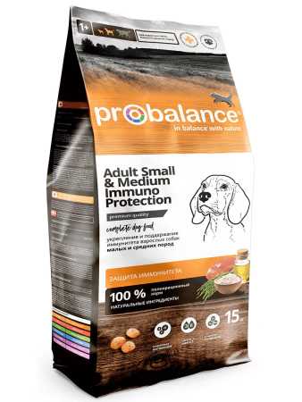 Probalance ® Immuno Adult Small&Medium Корм сухой для собак малых и средних пород пакет, 15 кг