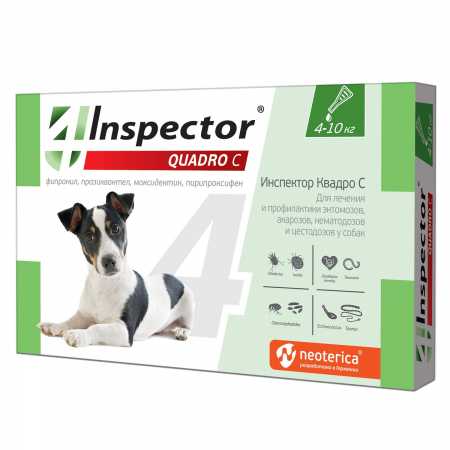 Инспектор Квадро С (Quadro С) капли для собак 4-10 кг 1 пипетка