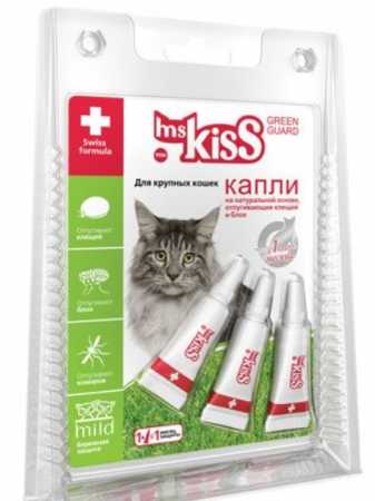 Ms.Kiss капли репеллентные для крупных кошек  от 2 кг, 2,5 мл.