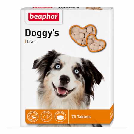 Кормовая добавка Beaphar Doggys + Liver со вкусом печени для собак, 75 таб.