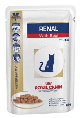 Royal Canin "Renal", влажный корм для кошек при почечной недостаточности, говядина, 85 г пакет