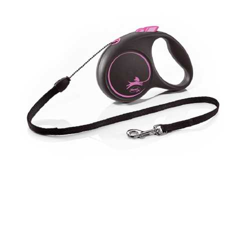 Поводок-рулетка Flexi Black Design cord S 5m 12 kg pink