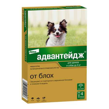 Адвантейдж ® капли для собак до 4 кг 4 пипетки, в упаковке