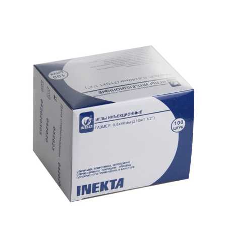Игла инъекционная 0,8*40 21G*1/2 INEKTA упаковка, 100 шт