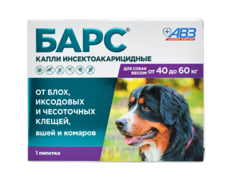 Барс ® капли против блох и клещей для собак 40-60 кг упаковка, 1 пипетка