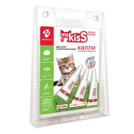 Капли репеллентные Ms.Kiss от клещей и насекомых для котят и маленьких кошек, 1 мл