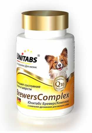 Добавка Юнитабс БреверсКомплекс (Brevers Complex с Q10) для собак мелких пород 100 таб.