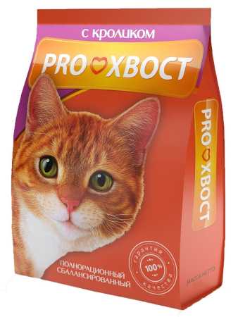 ProХвост Корм сухой для кошек с кроликом пакет, 800 гр