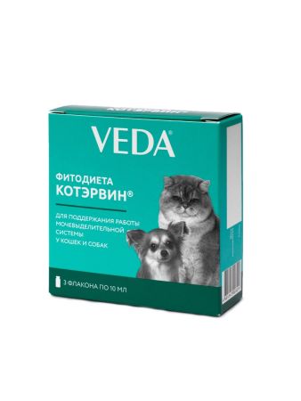 Кормовая добавка КотЭрвин Фитодиета для профилактики мочекаменной болезни у кошек и собак, 3 фл. по 10 мл